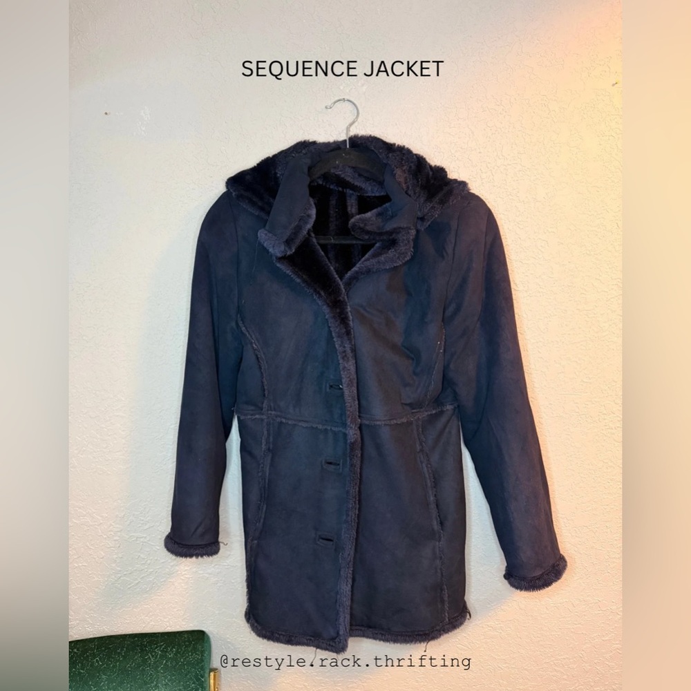 Navy Blue Faux Fur Lined Jacket (Sequence brand)